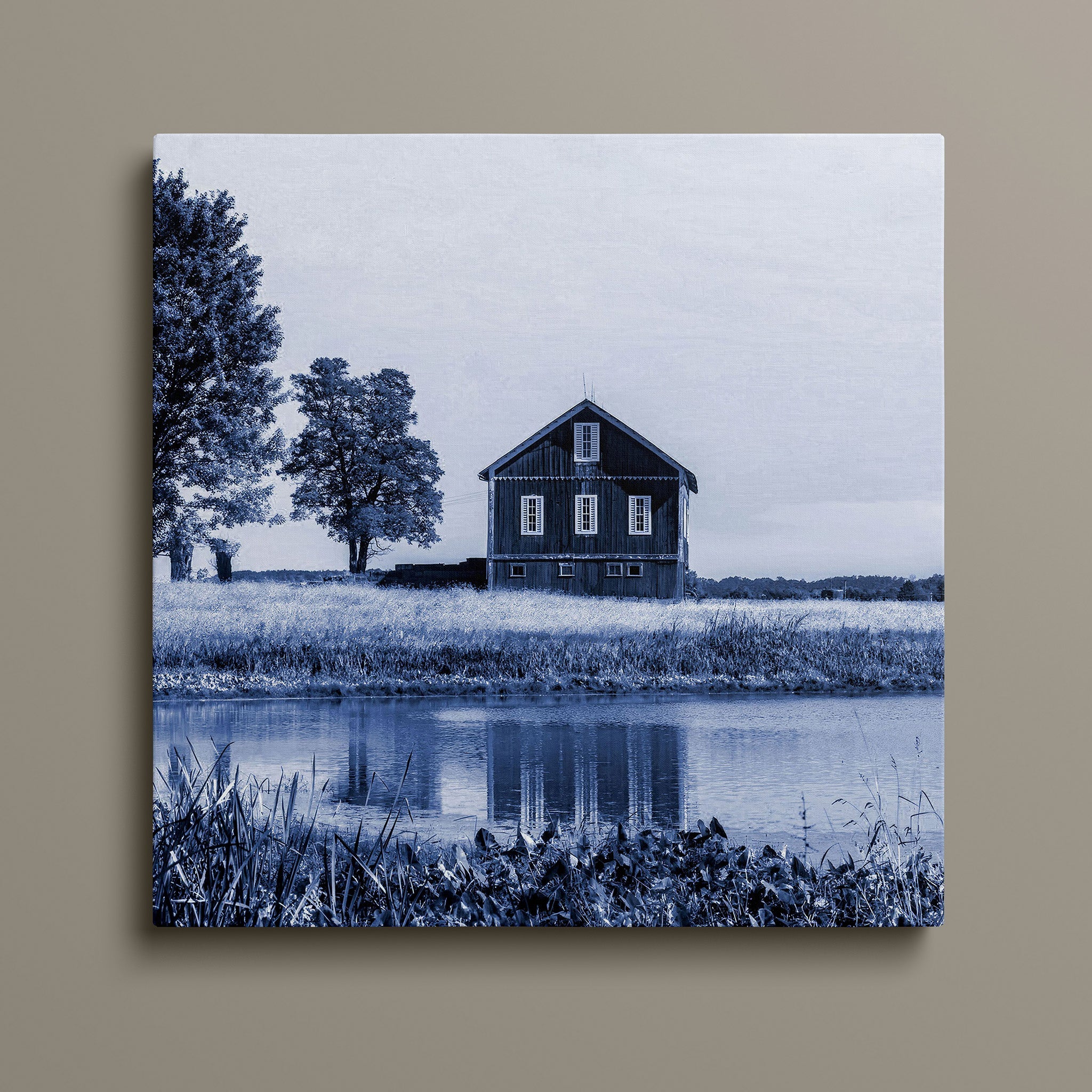 Barn Beside Tree - Beach City OH United States - in Blue