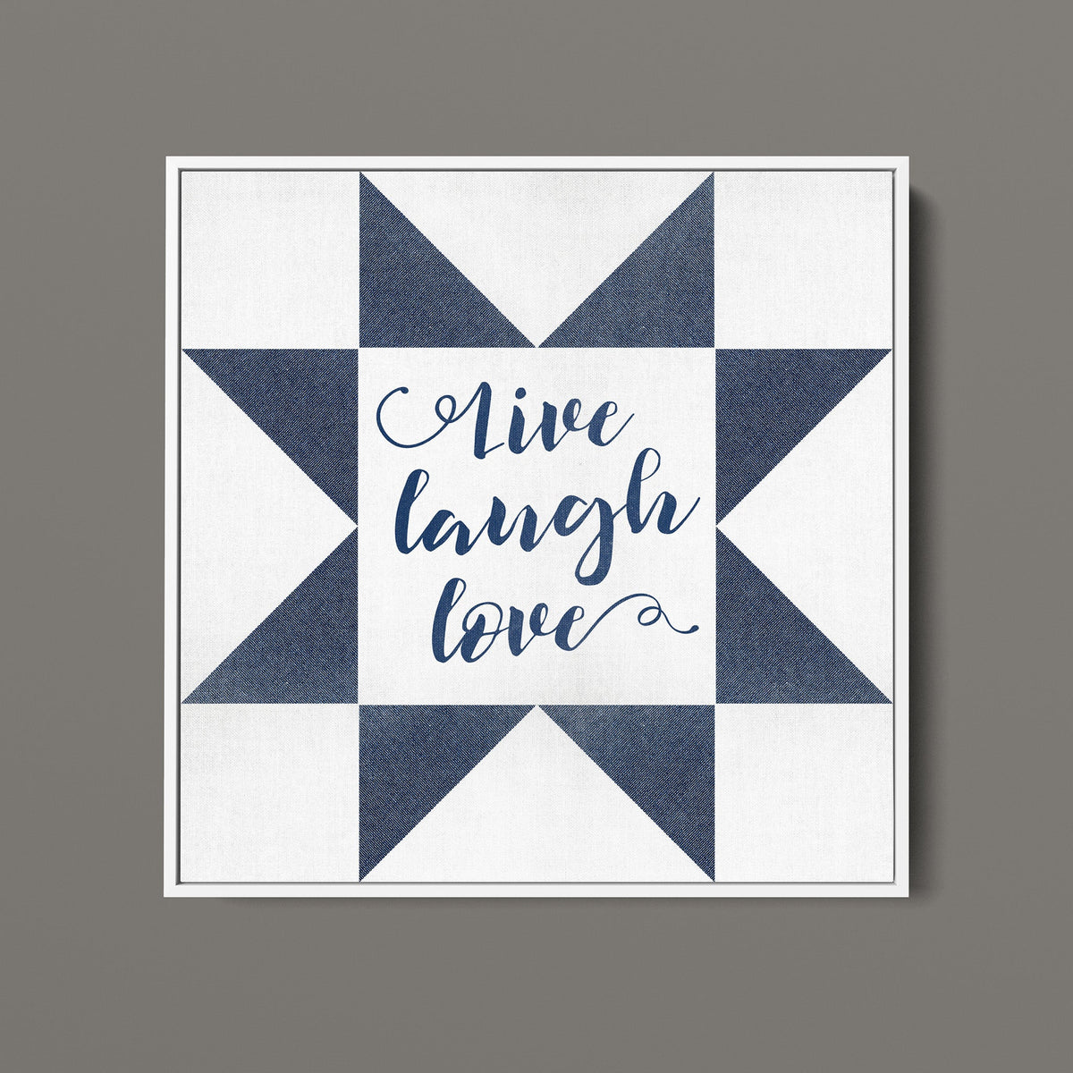 Patchwork Quilt Script Live Laugh Love - Quilt Block | Cozy Patchwork Art with Inspirational ...