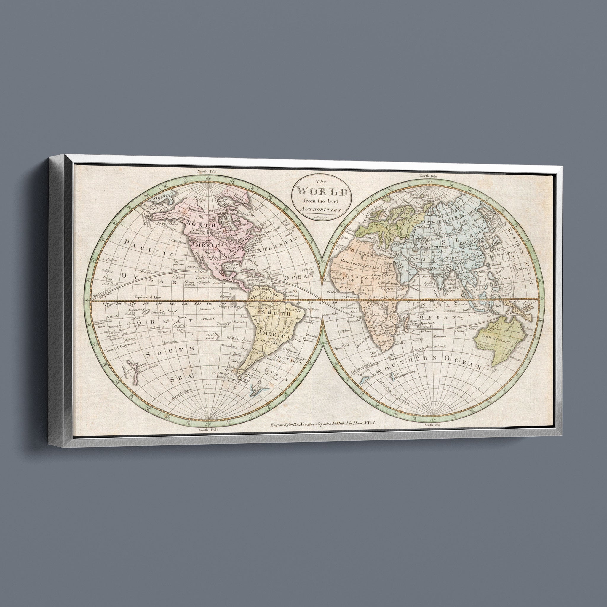 Antique Double Hemisphere World Map