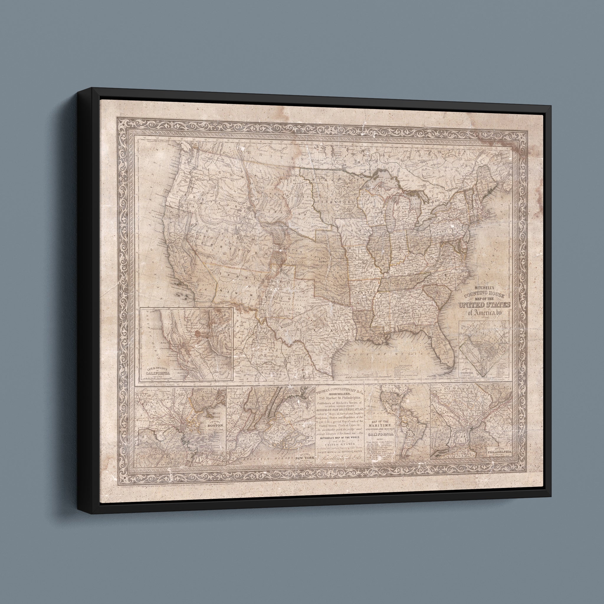 Mitchell's Antique United States Map (Lighter Beige Version)