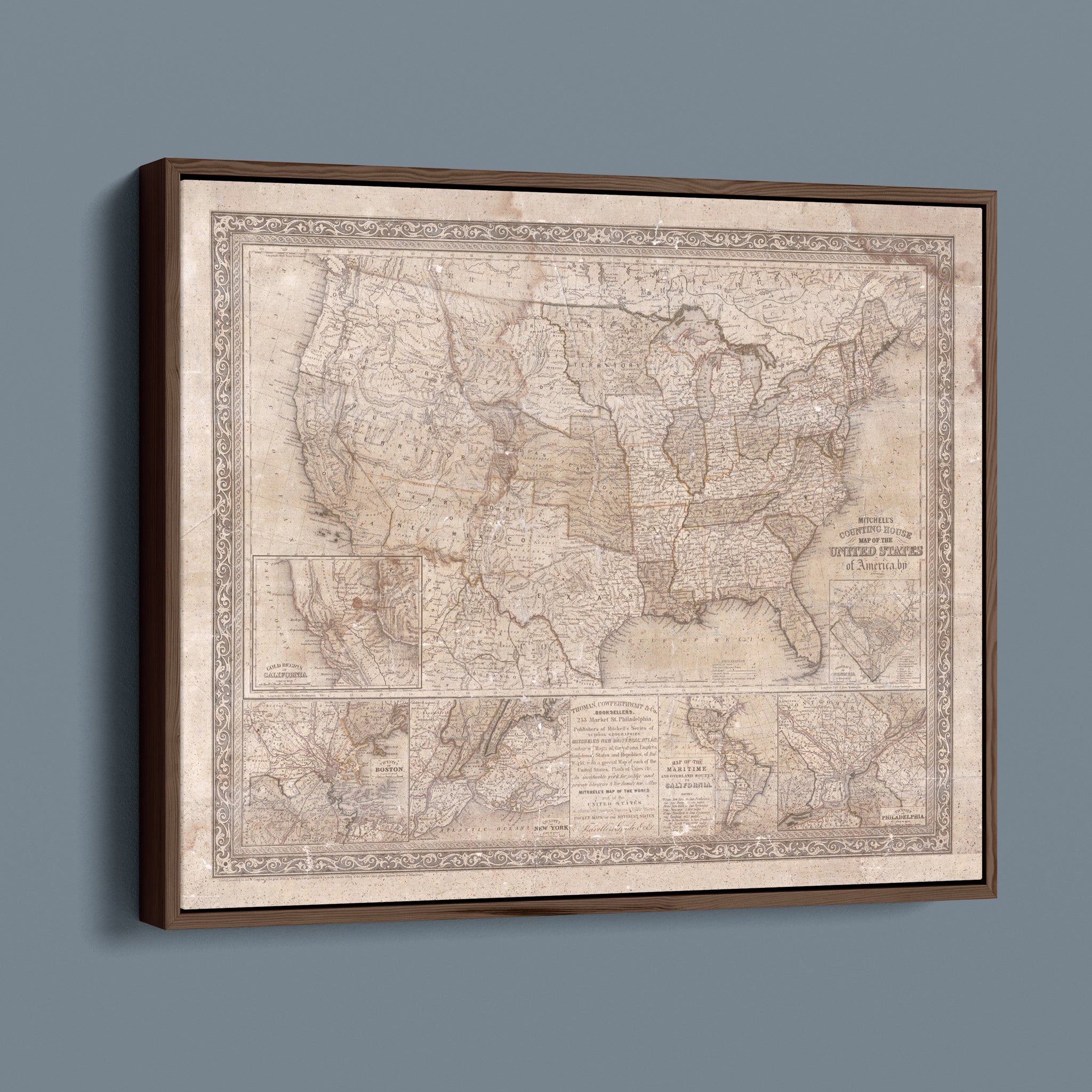 Mitchell's Antique United States Map (Lighter Beige Version)