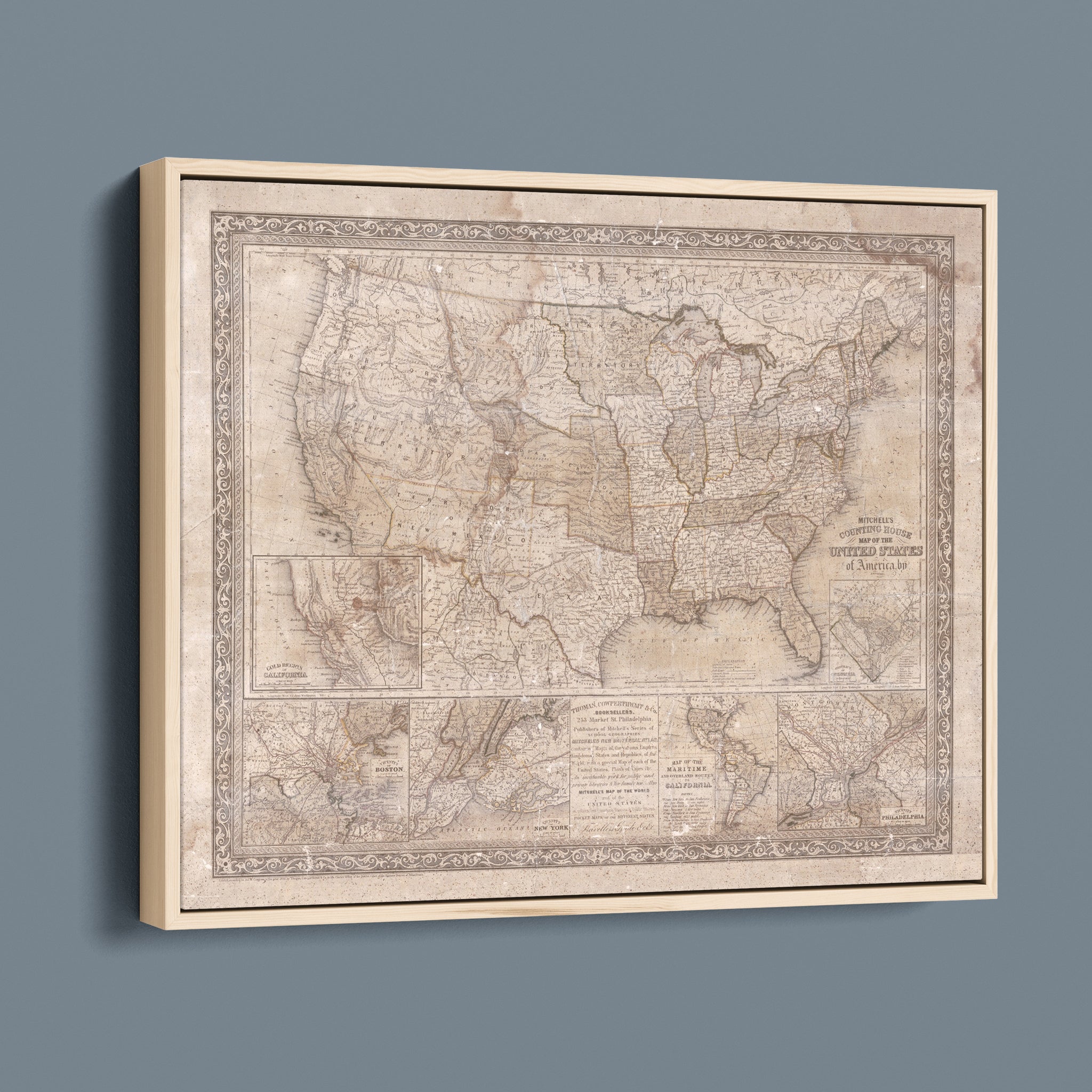 Mitchell's Antique United States Map (Lighter Beige Version)