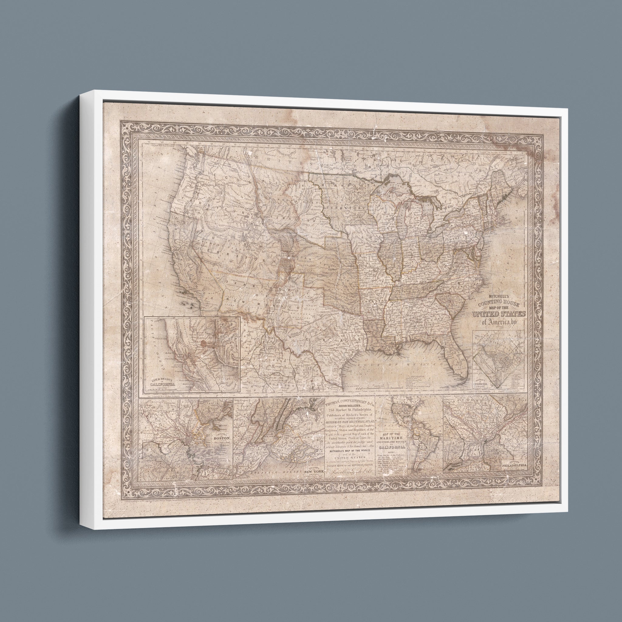 Mitchell's Antique United States Map (Lighter Beige Version)