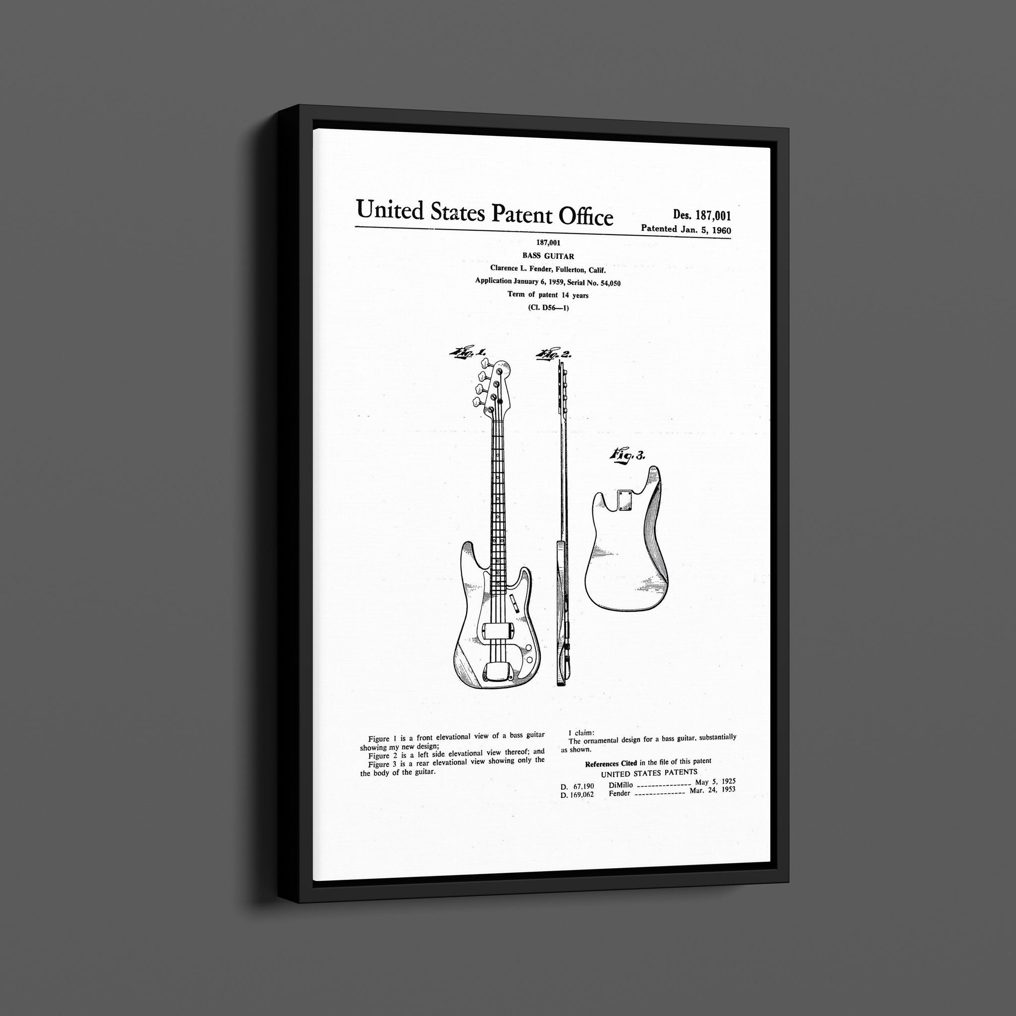 Vintage Patent Illustrations_Fender Bass Guitar