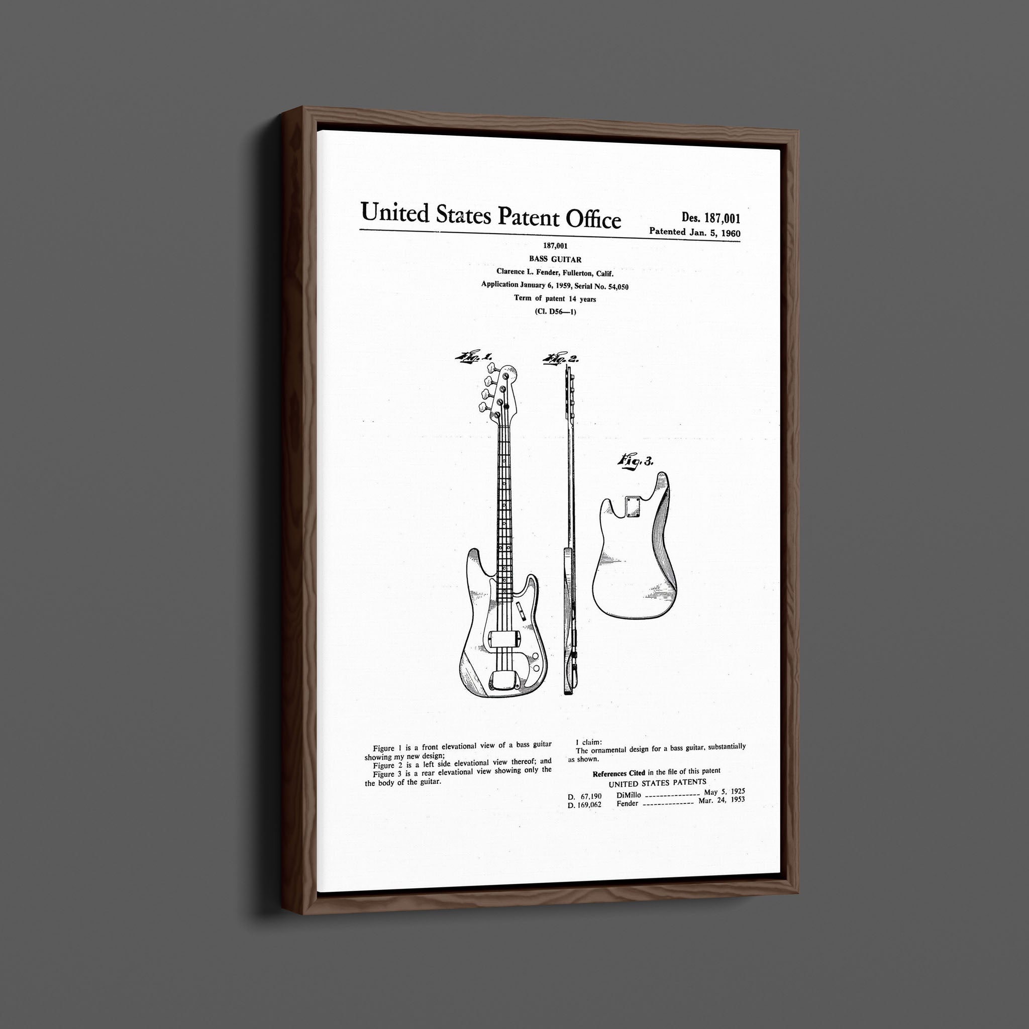 Vintage Patent Illustrations_Fender Bass Guitar