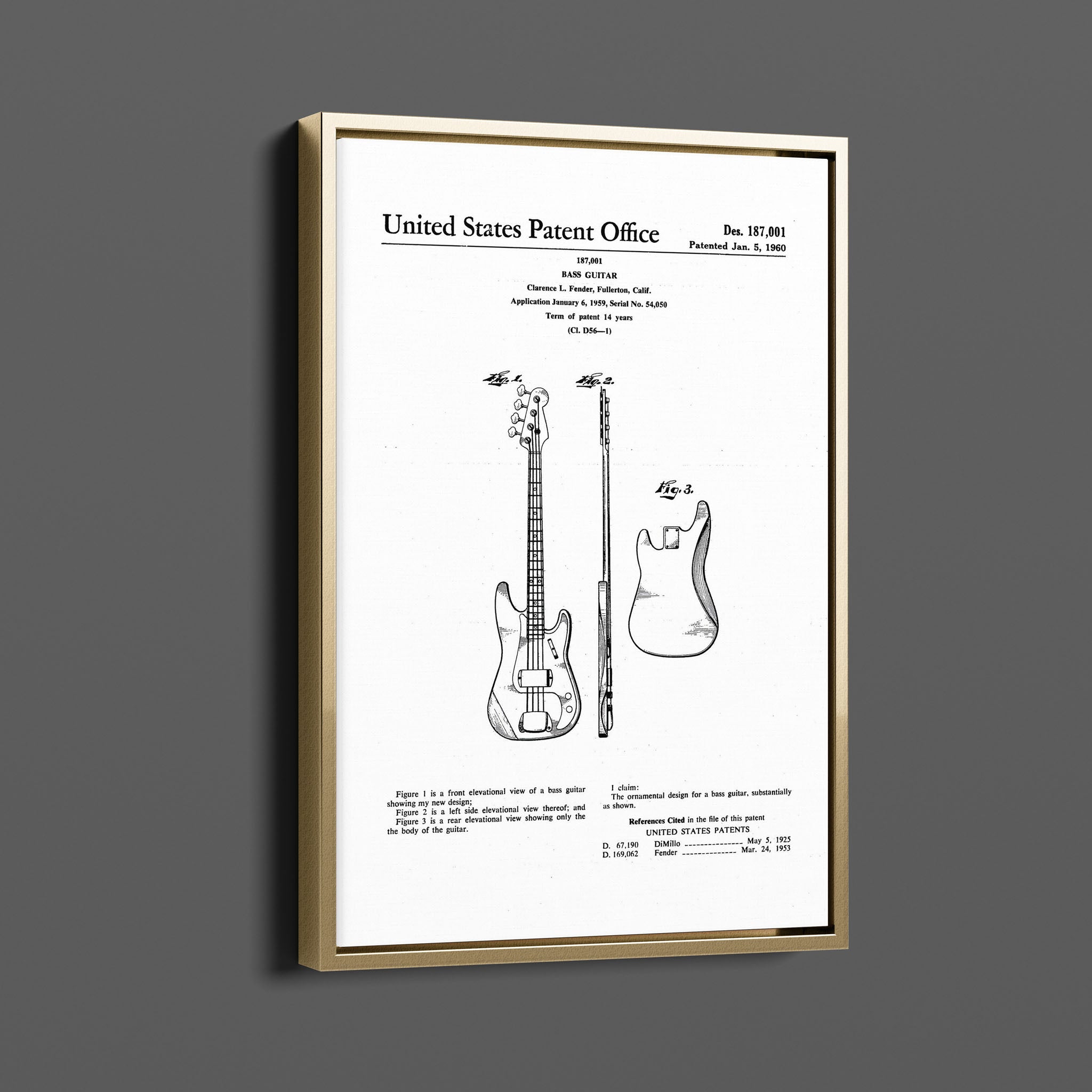 Vintage Patent Illustrations_Fender Bass Guitar