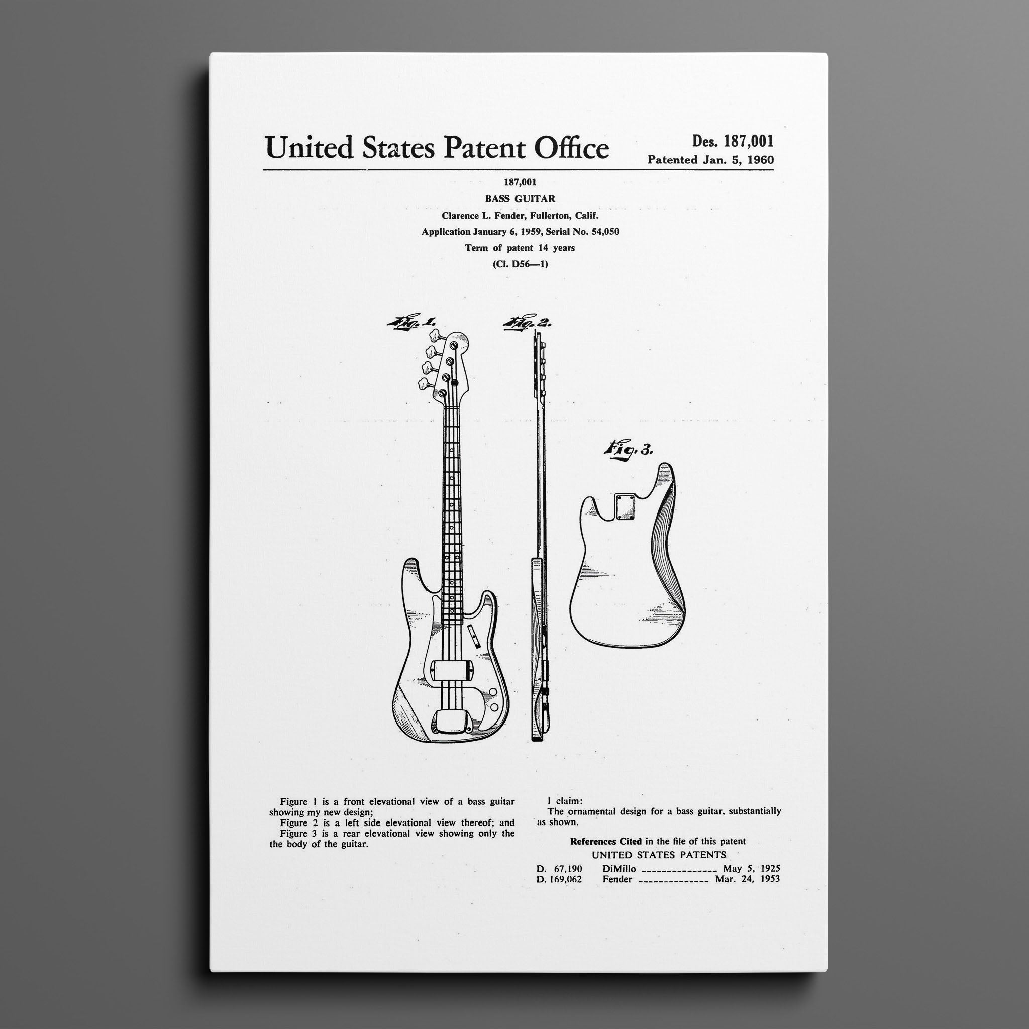 Vintage Patent Illustrations_Fender Bass Guitar