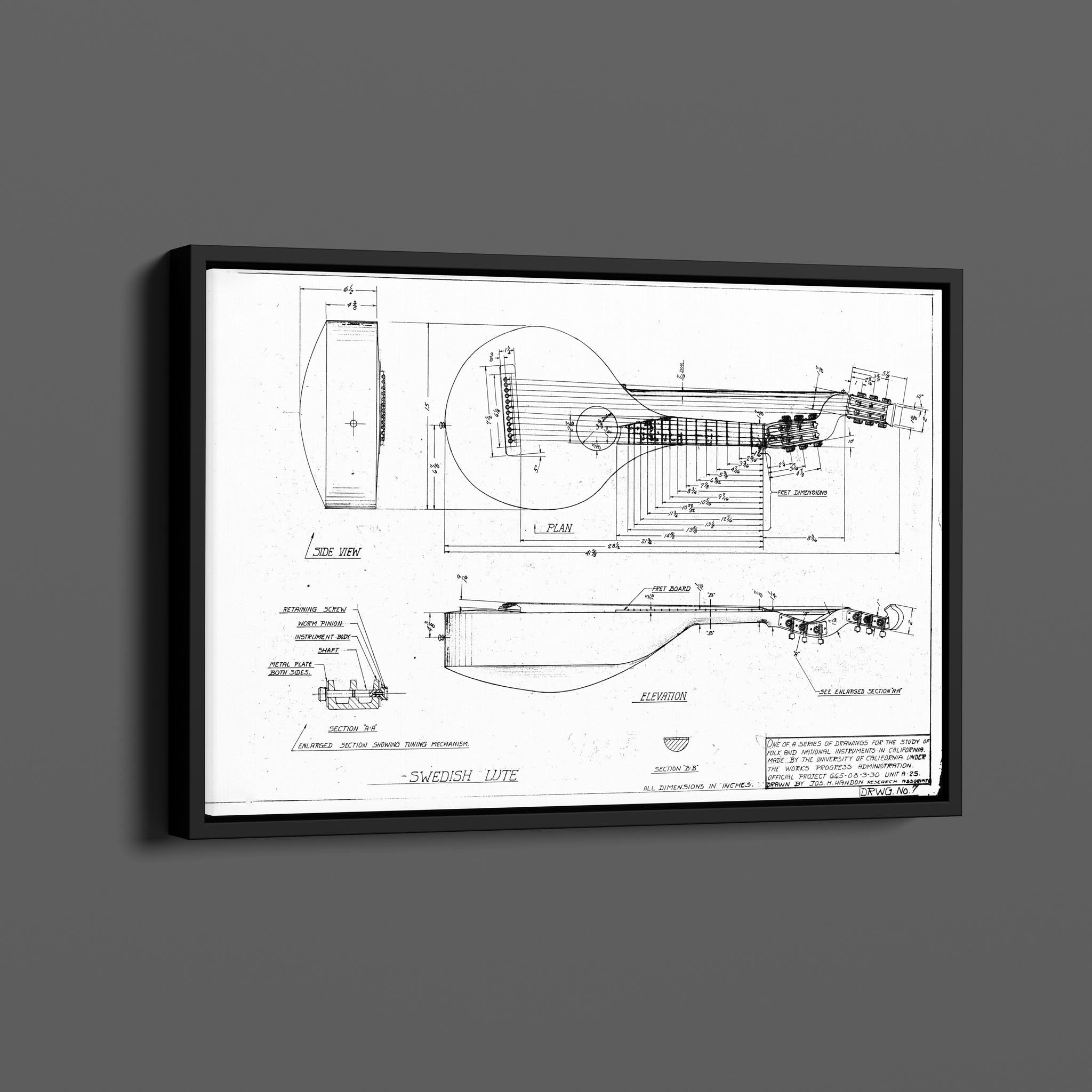 Vintage Patent Illustrations - Swedish Lute