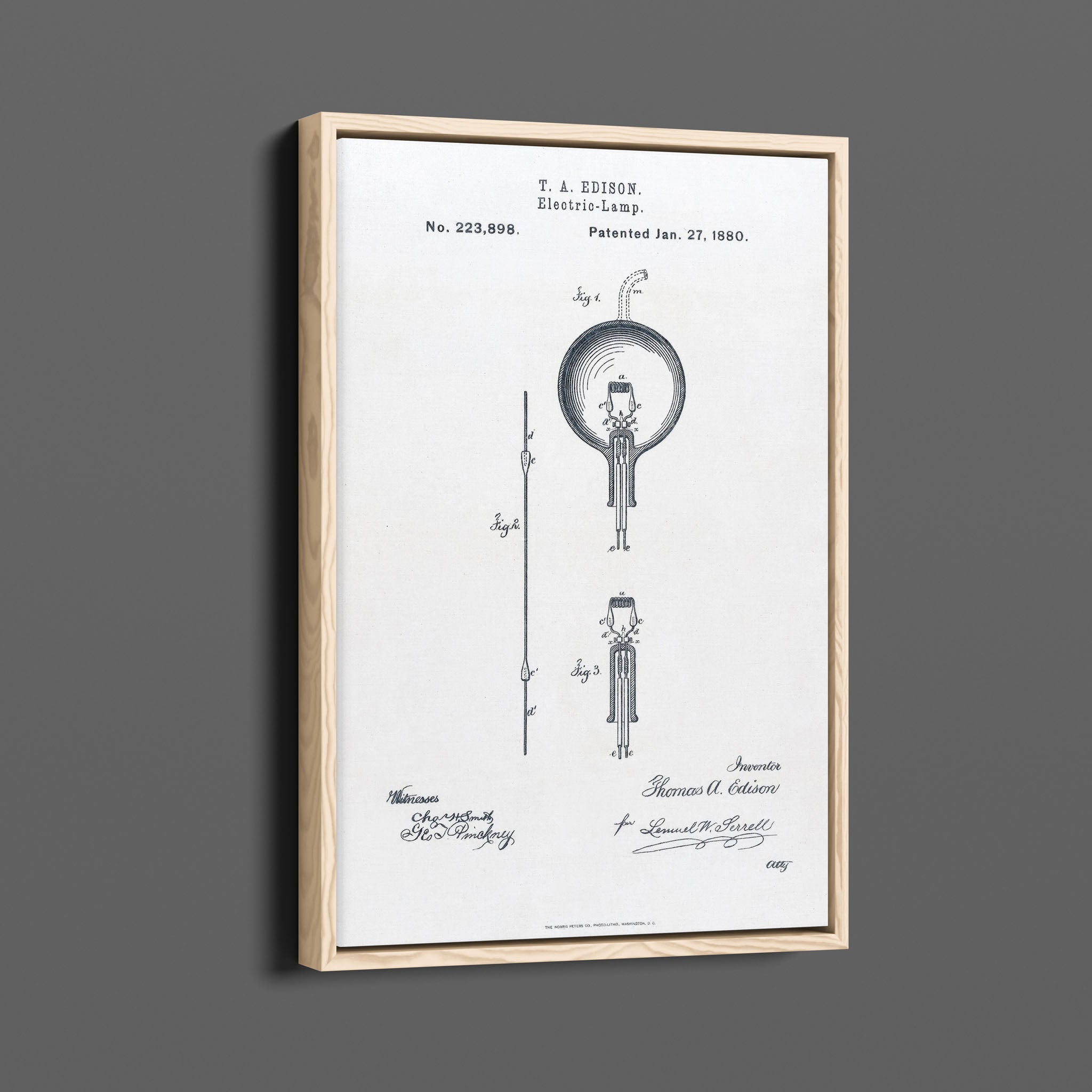 Vintage Patent Illustrations - Thomas Edison Light Bulb