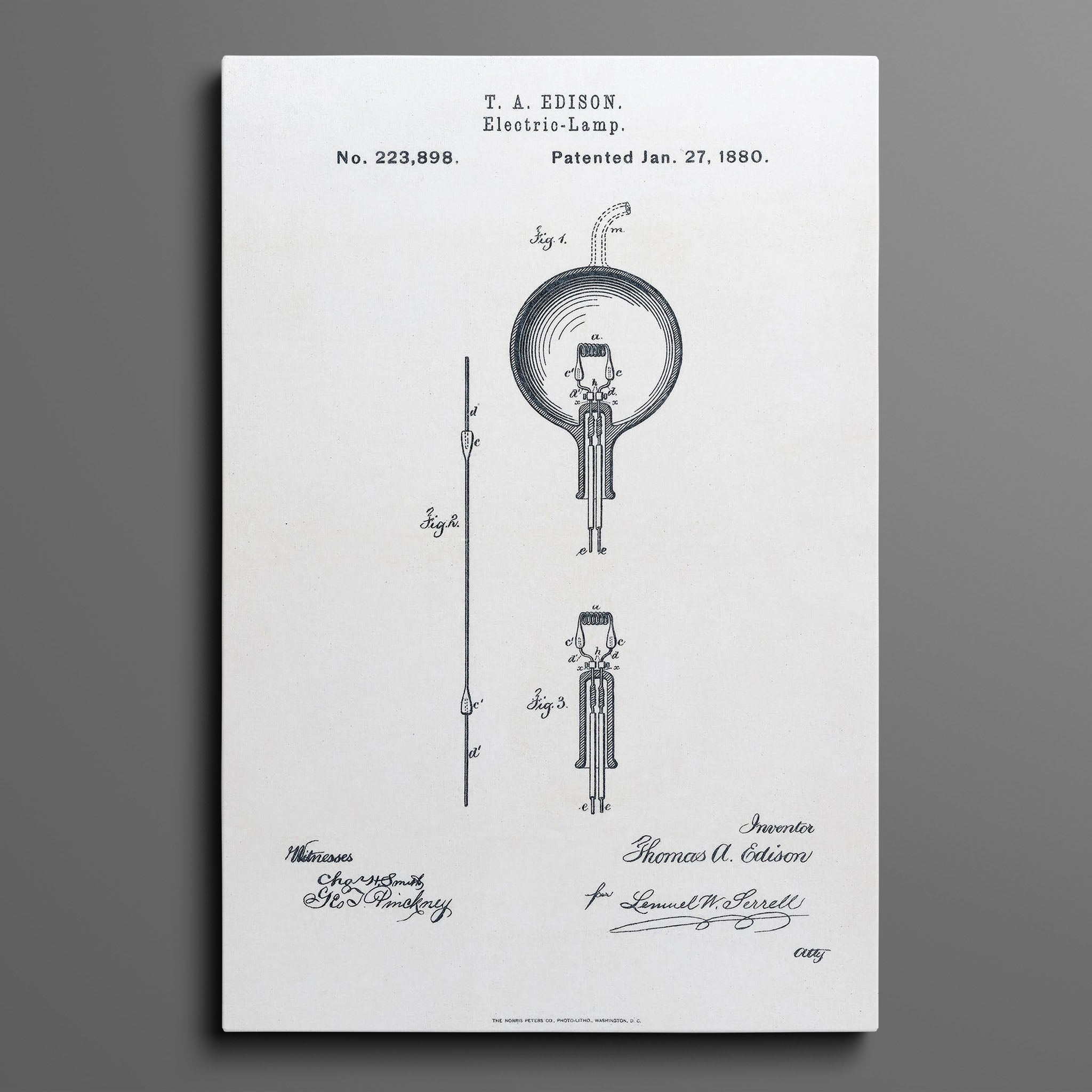 Vintage Patent Illustrations - Thomas Edison Light Bulb