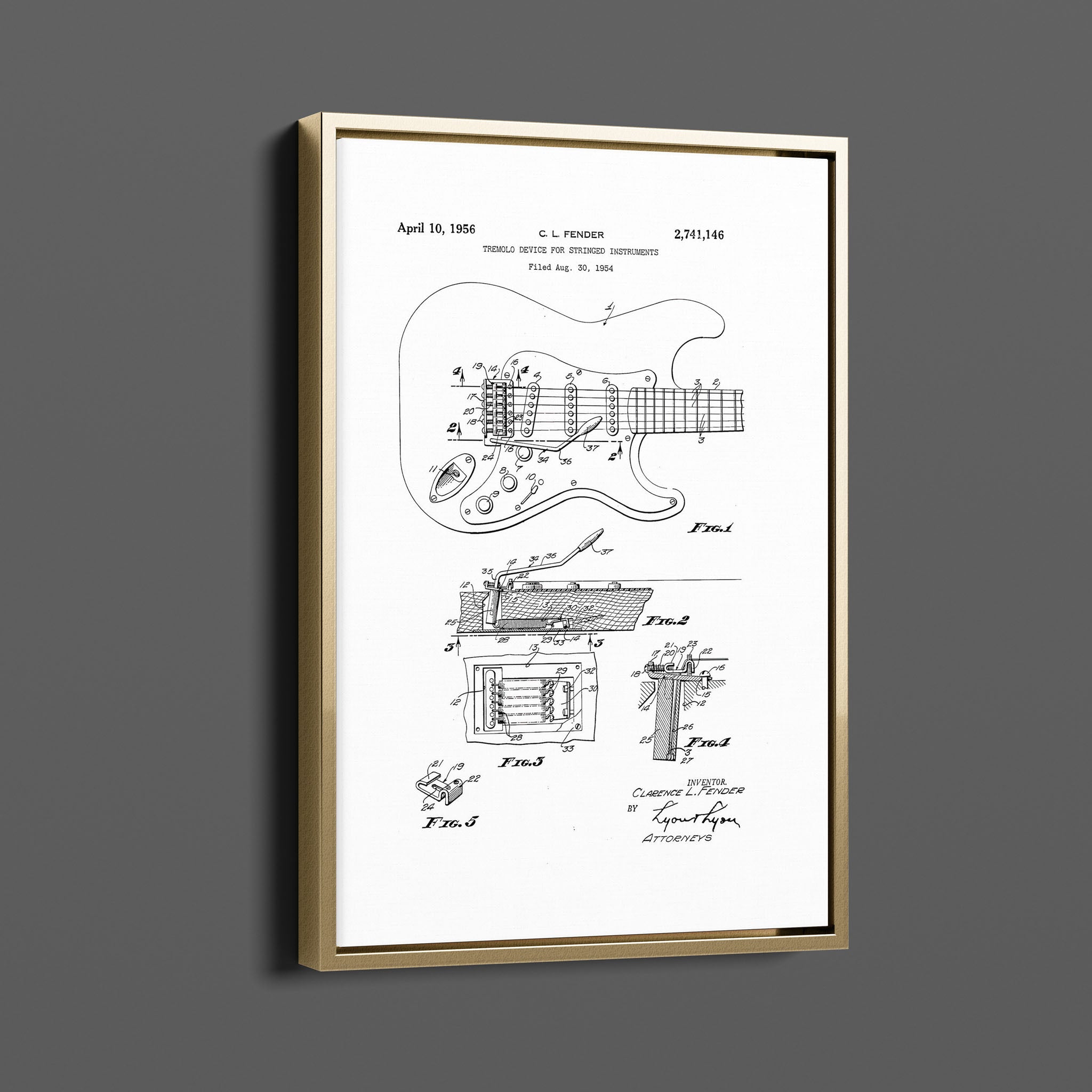 Vintage Patent Illustrations - Fender Guitar