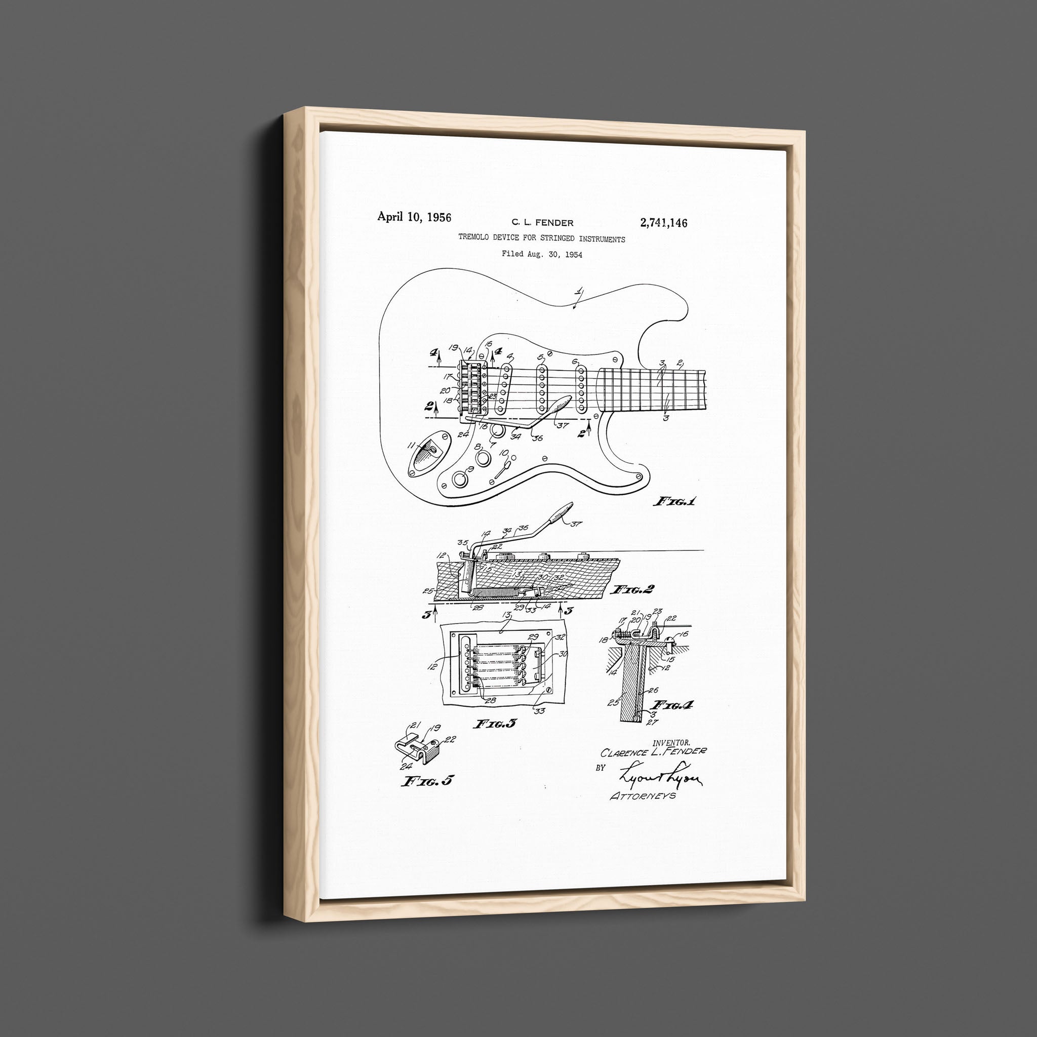 Vintage Patent Illustrations - Fender Guitar