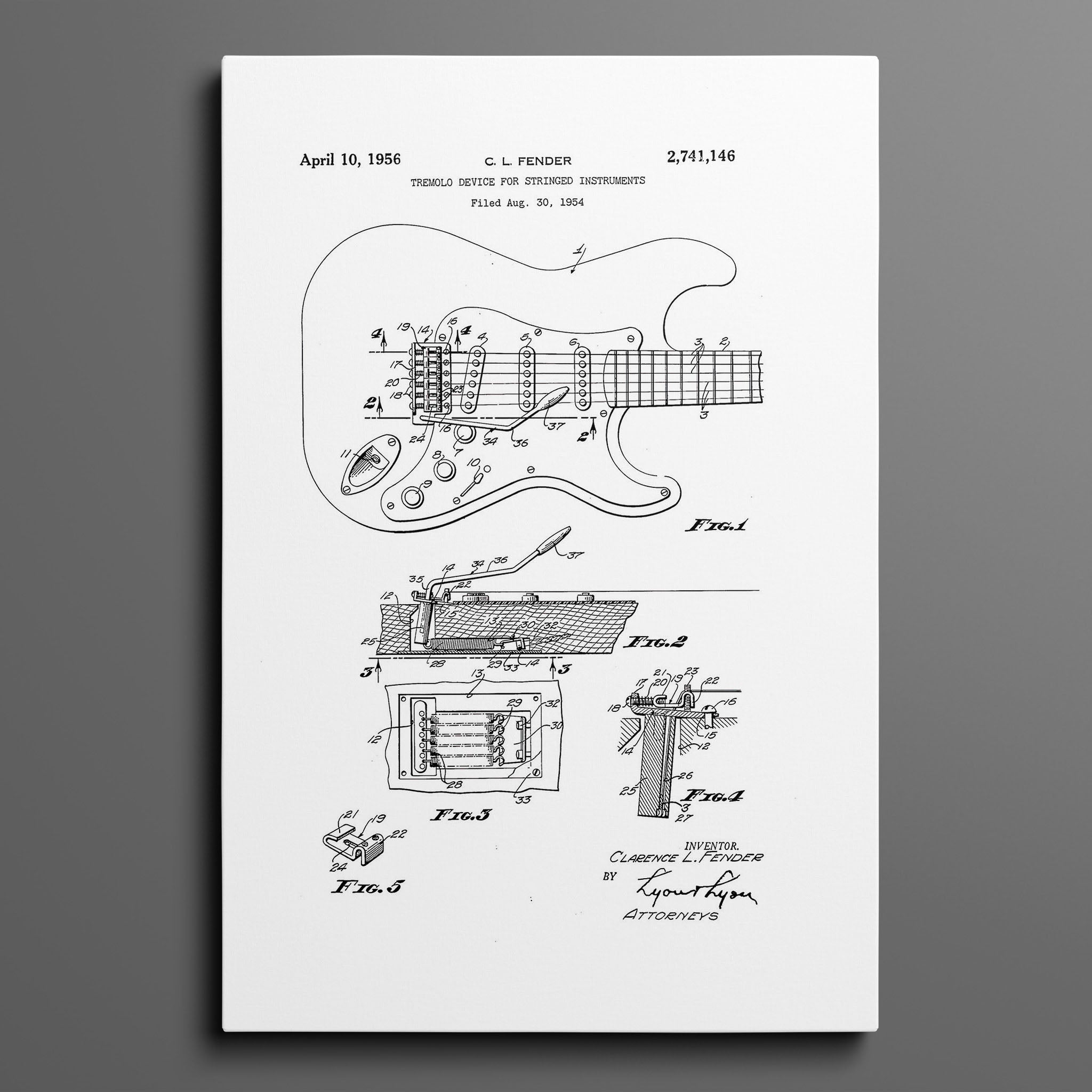 Vintage Patent Illustrations - Fender Guitar