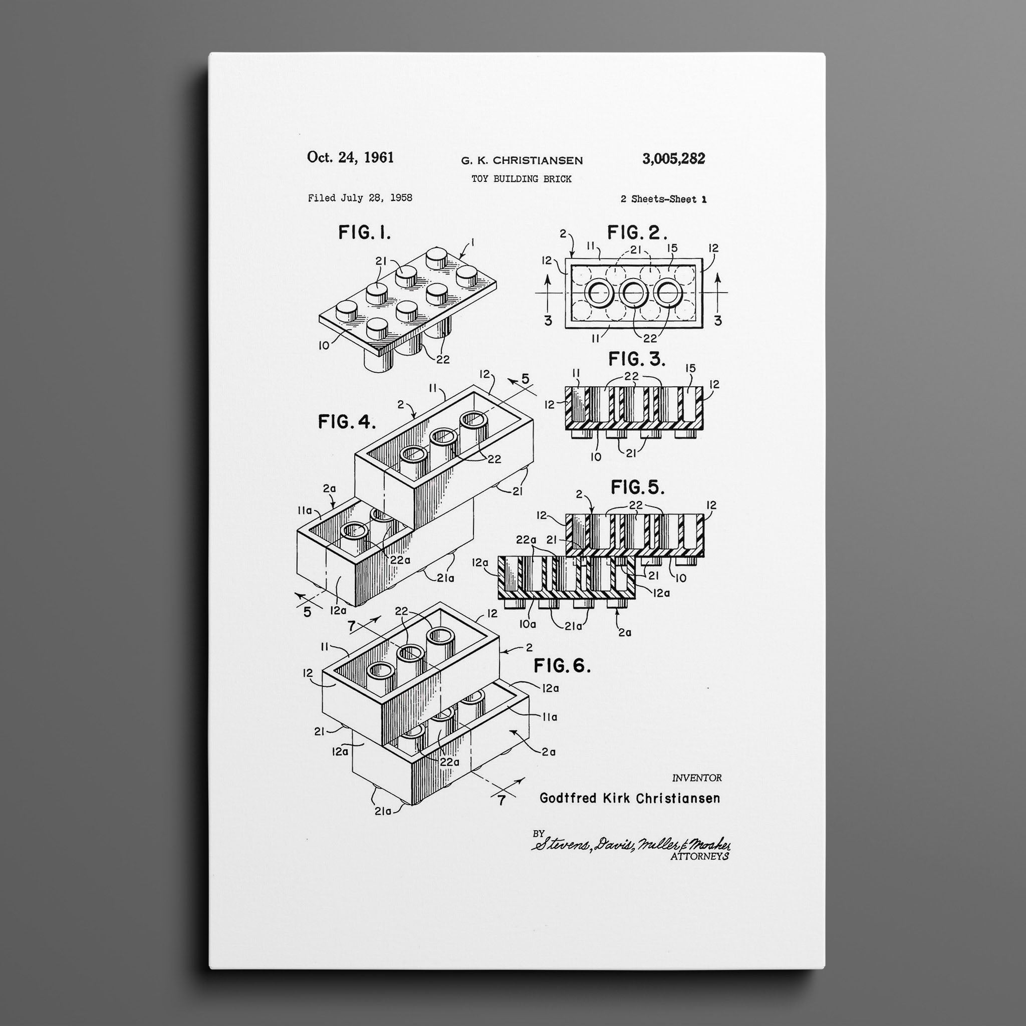 Vintage Patent Illustrations - Lego Brick