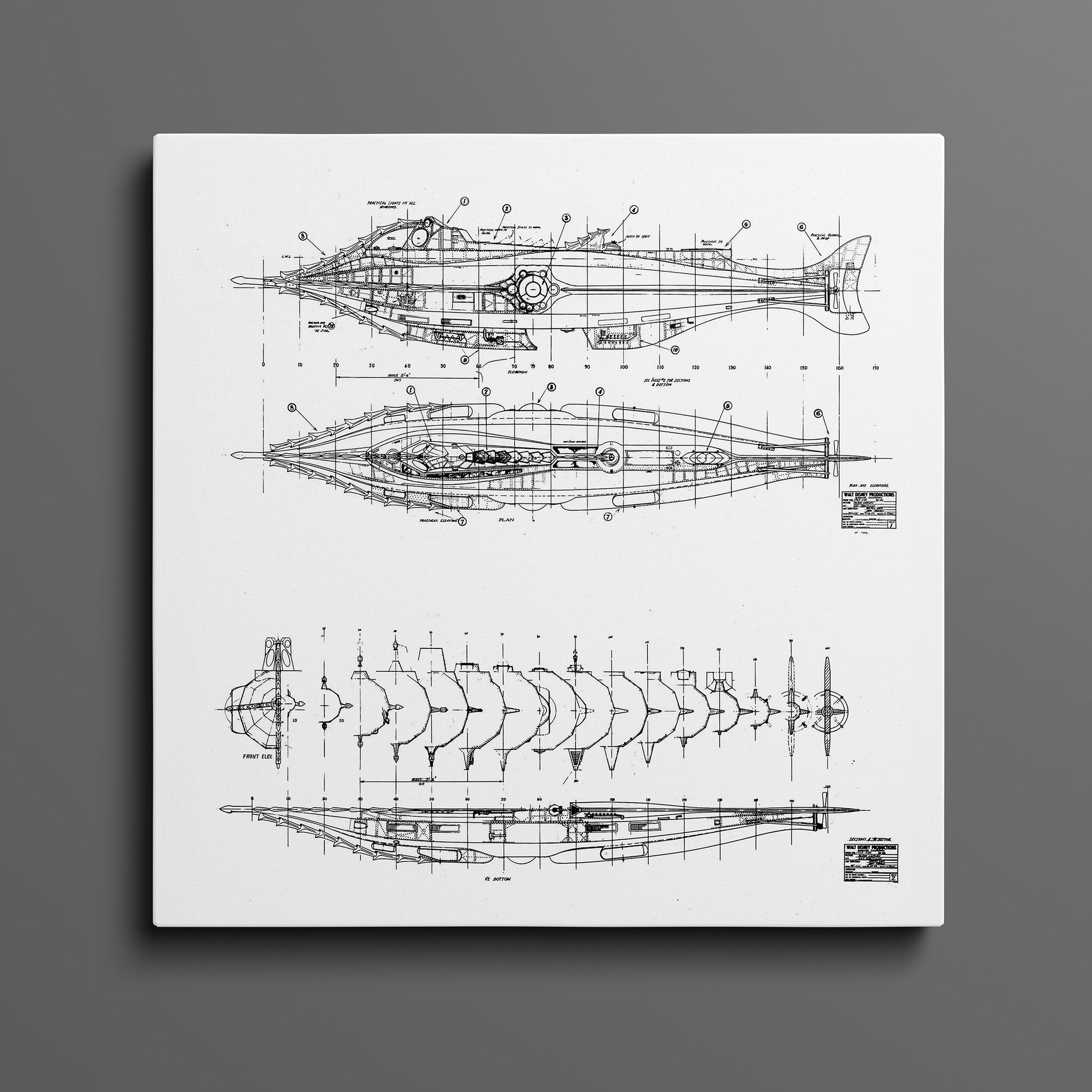 Vintage nautiluse ntire blueprints