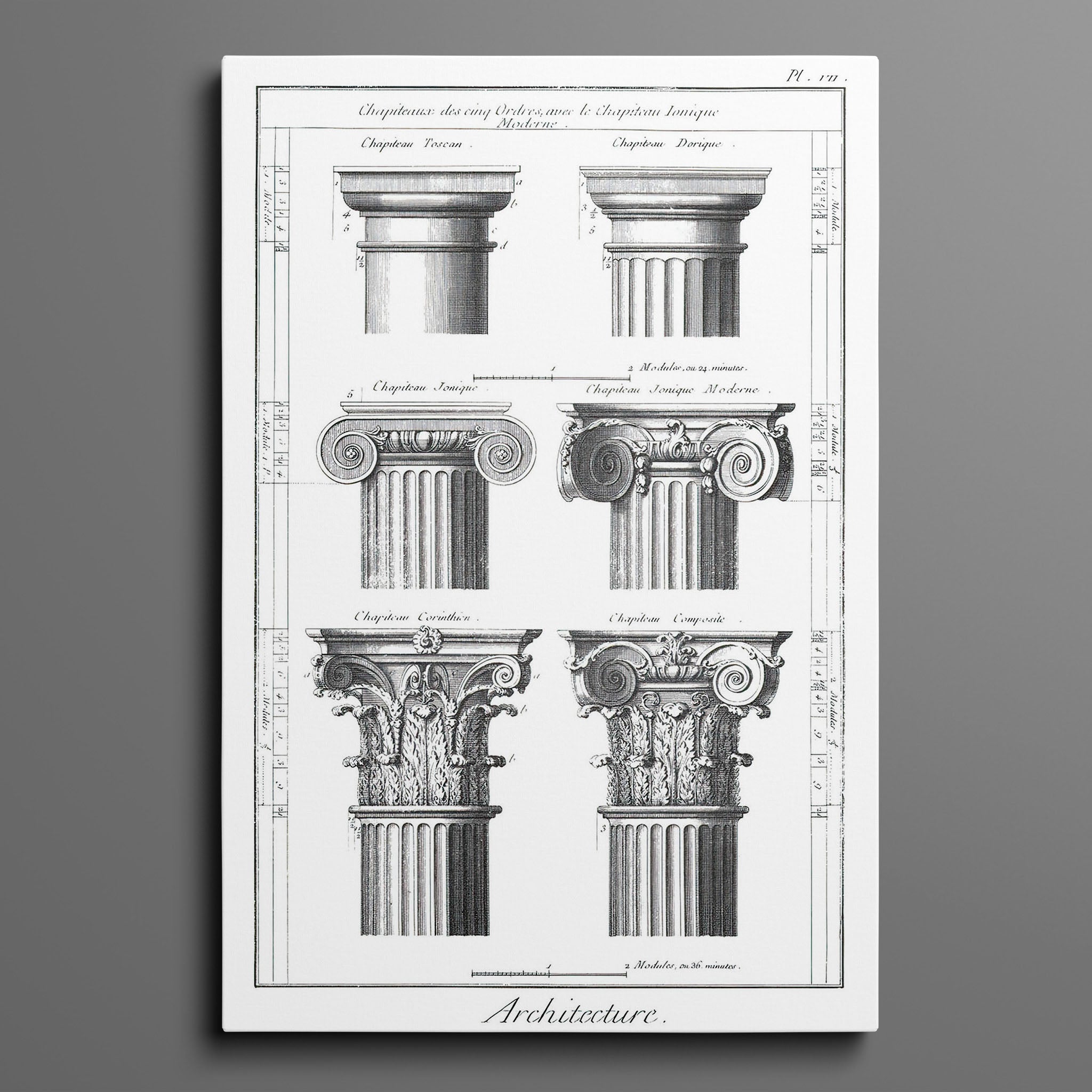 Vintage Architectural Etchings Columns