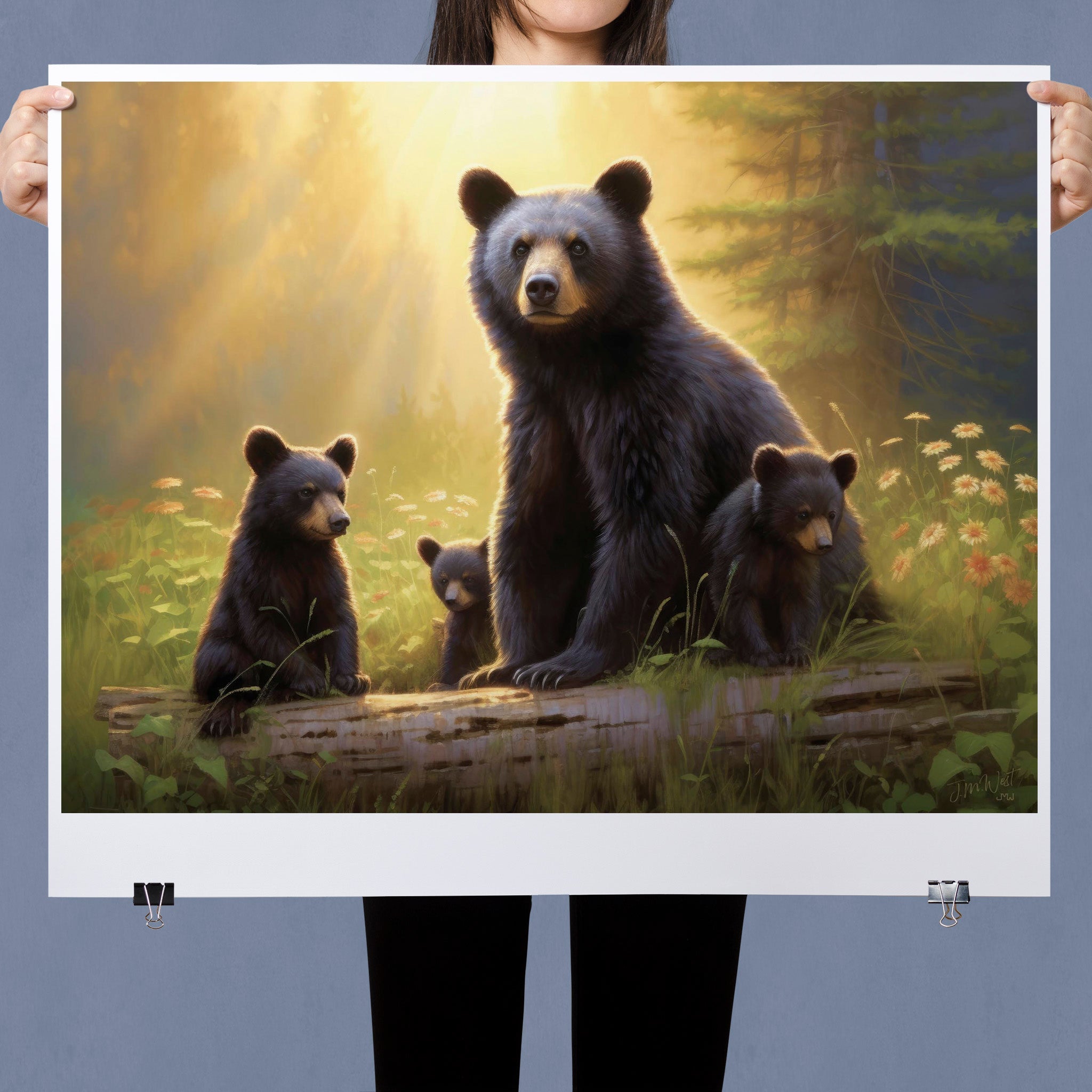 Pride And Joy - Western Wildlife Art of Momma Black Bear with Cubs