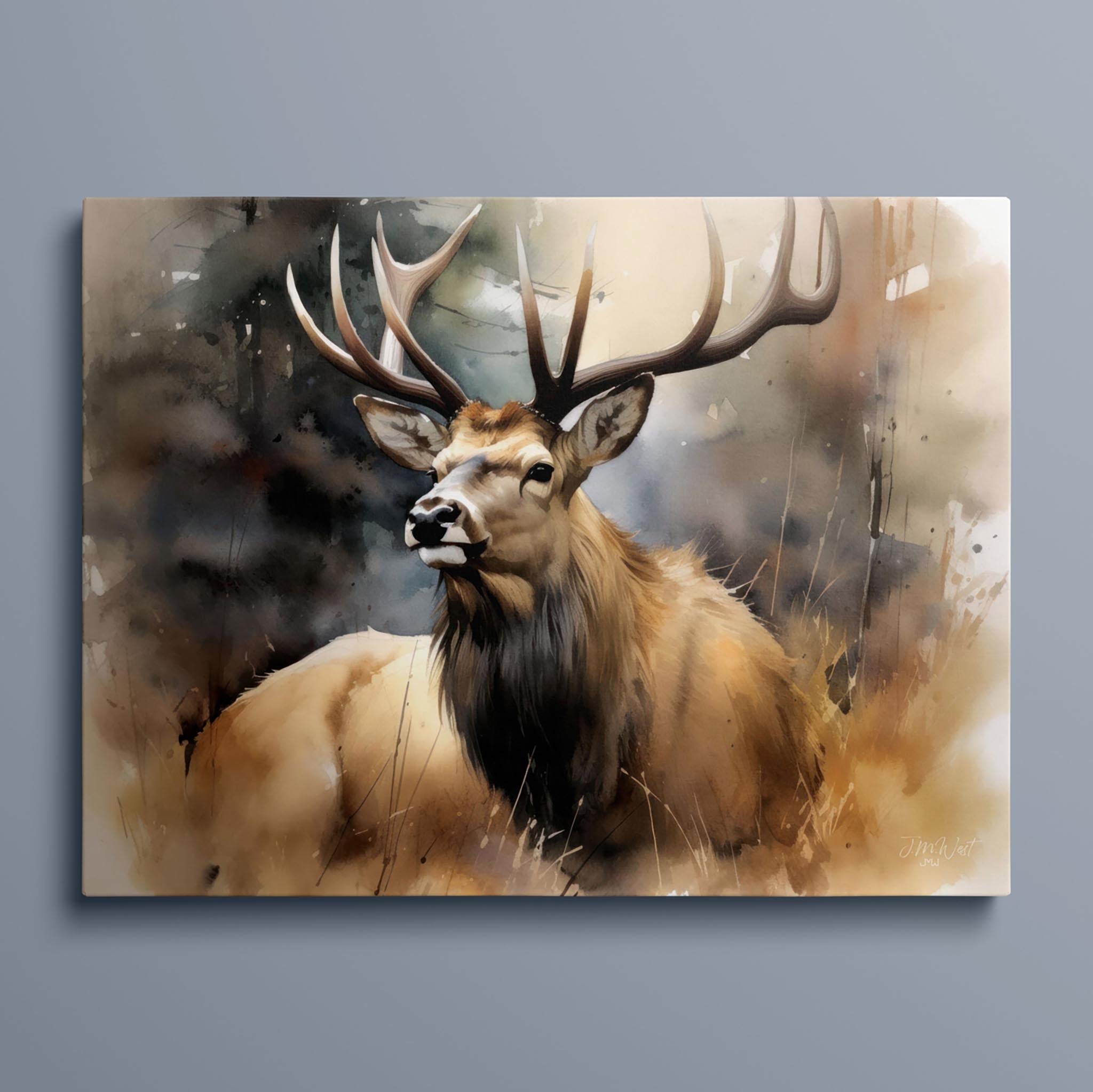 Modern Watercolor Elk